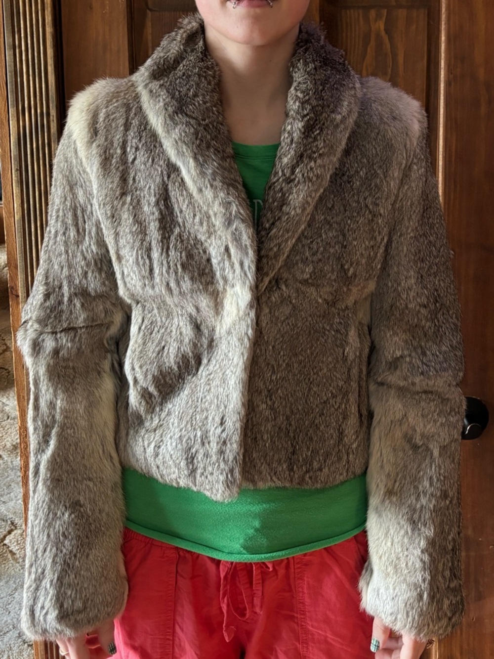 Express Rabbit Fur Coat Cropped Jacket Vintage